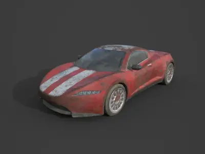 Generic Sport Car 01 Rusty Red  Low-poly 3D model