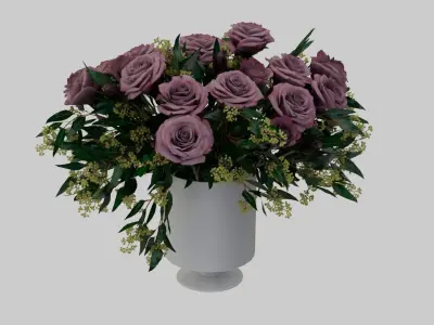 Roses in vase Low-poly 3D model