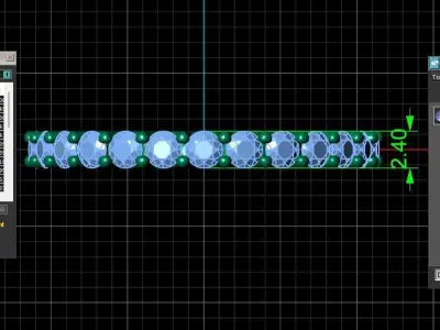 U Shaped Eternity Ring 2 point 4 mm stone size swiss 17 and EU57 3D print model