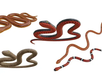 Snake procedural Low-poly 3D model