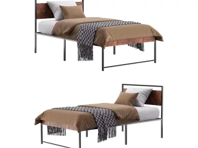 Topeakmart Rustic Metal Bed 3D model