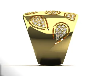 Luxury yellow gold ring with diamond model jr00120 3D print model