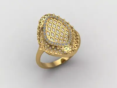 Women Ring With Stone Diamond Ready STL 3DM Models Womens Rings 3D print model 12