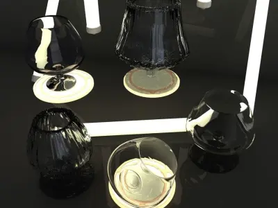 COGNAC BRANDY glassware black party set luxury interior 3D model