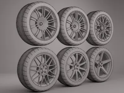 Sports Car Rim Pack 1 Low-poly 3D model
