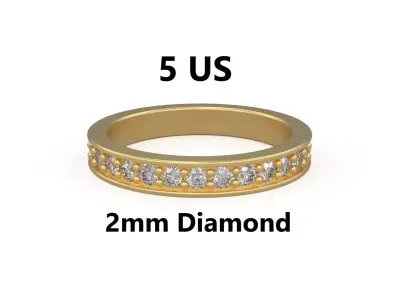 Model 1210 Eternity Diamond Band Ring 5 US Size 2mm Diamond 3D print model