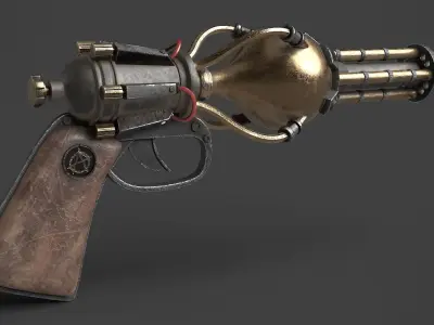 Steampunk Gun 01 Low-poly 3D model