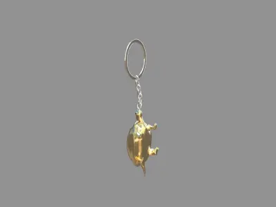 Turtle keychain golden 3D model