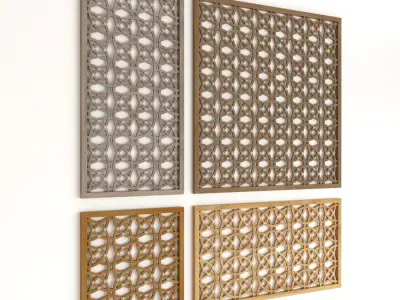 Wood Arabic Islamic pattern decorative grill screen 3D model purchase