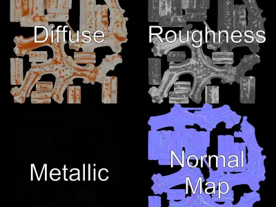Geometric Metal Sculpture Model Pack Low-poly 3D model