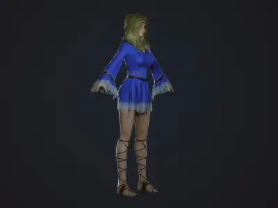 Sky Wizard Girl - Game Ready Character Low-poly 3D model