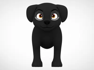 Black Labrador Low-poly 3D model