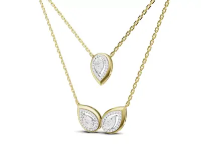 Layered Pear Shape Double Drop Diamond Pendant Necklace  3D print model