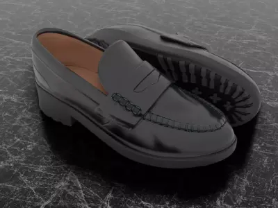 CLASSIC 3D SHOES - BLACK - LEATHER Low-poly 3D model
