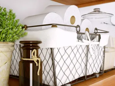 Decor Set wooden floating shelves for bathroom 3D model