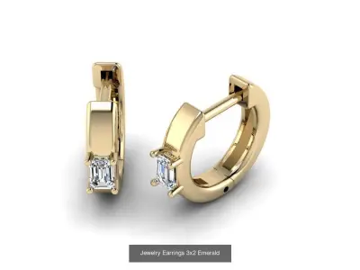 Jewelry Earrings COLLECTION 9 earring whit diferent gems shape 3D Model Pack