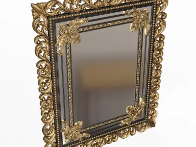 Carved Classic Mirror 09 Low-poly 3D model