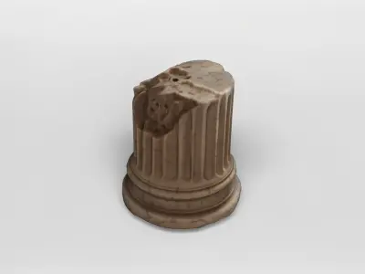 Ancient Broken Marble Column Base 3D model