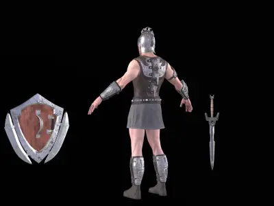 Greek Warrior 01 Low-poly 3D model
