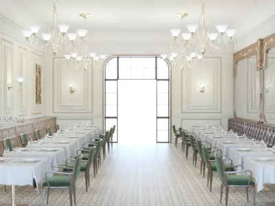 Classic restaurant scene 3D model