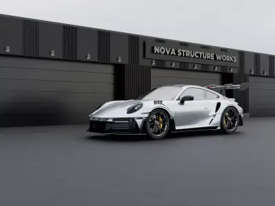 Automotive Industrial Garage Exterior - Blender Scene 3D model