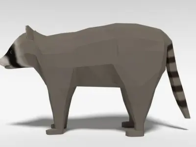 Low Poly Cartoon Raccoon  Low-poly 3D model
