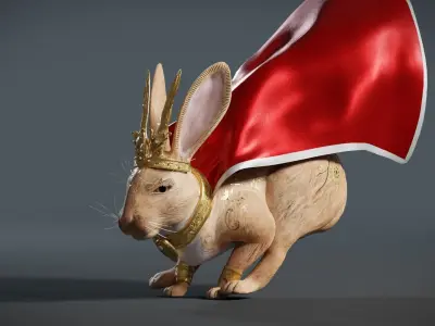 Fantasy Golden Rabbit Low-poly 3D model