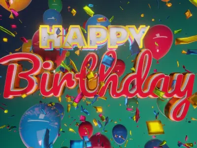 Happy Birthday Message Animation 3D model