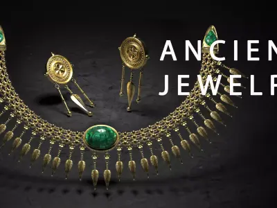 Ancient Necklace and Brooch Low-poly 3D model