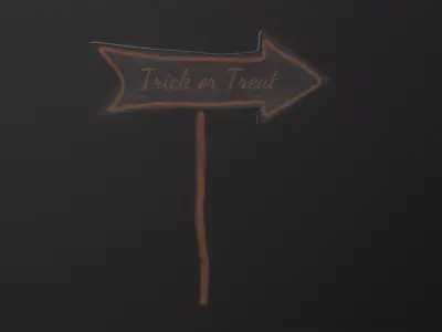 Trick or Treat Sign 3D Model Low-poly 3D model