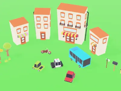 Mixed Small Pack - Low Poly Assets Low-poly 3D model Low-poly 3D model