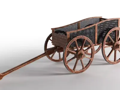 Decorative wooden wagon 3D model