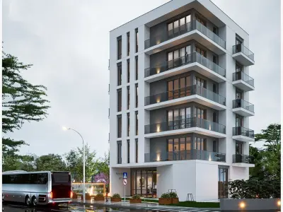 Apartment building Low-poly 3D model