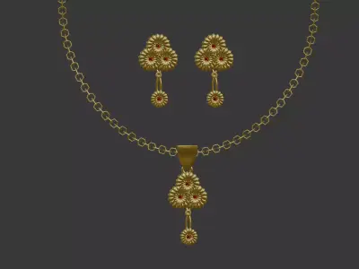 3D Printable Earring  And Chain Set-7 -Handmade Gift - DIY 3D print model