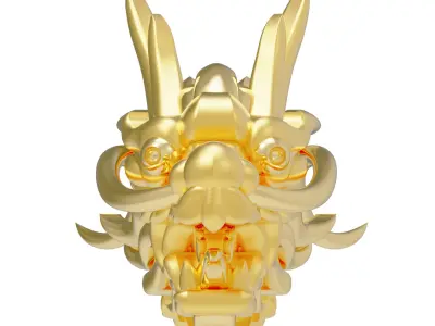 AN0016 3D Printable oriental Chinese Dragon head 3D print model  3D print model