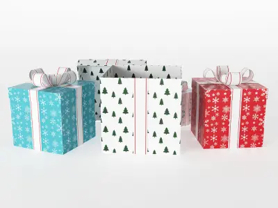 Classic Christmas gift boxes 3D model