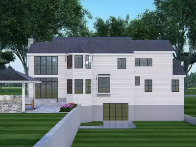 American Exterior House Design  Classic Modern Country Home  3D model