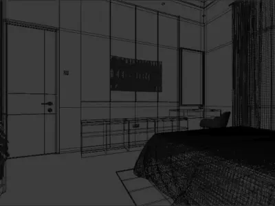 Bedroom 3D Rendering Interior Low-poly 3D model