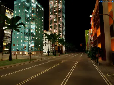 City Downtown Skyscraper Street - Night - Unreal - Lot 04 Low-poly 3D model
