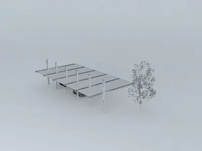 kanopi1 parking garage with two cars and tree Free 3D model