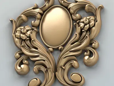 Carved decor vertical 002 3D model