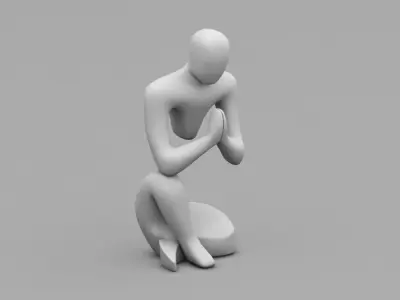 Wooden African Statue 3D model