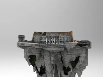 Flying island colosseum 3D model