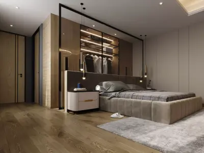 Luxury Modern Master bedroom With dressing 3D model