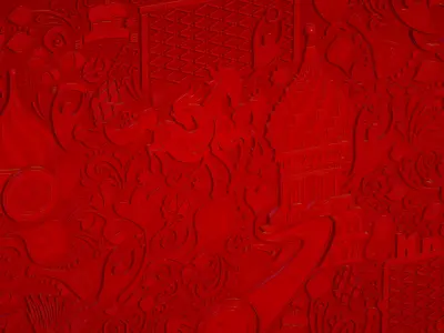 Russian ornament geometric tile decoration red 3D model