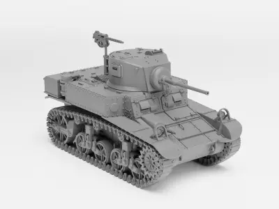 M3A1 Stuart - 1-72 tank model - Supported 3D print model