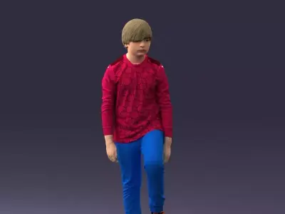 000236 Young Boy Football Player with Soccer Ball 1224 3D model