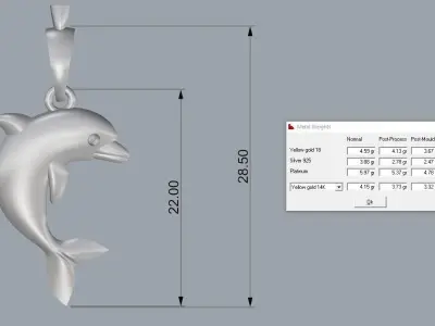 Dolphin Pendant Jewelery  Gold KM-006 3D print model
