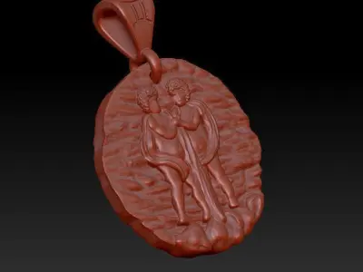 Horoscope Gemini pendant 3D print model