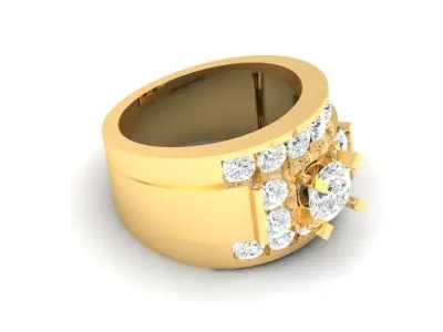 Luxury Gold Men Ring with Multiple Diamonds 150 3D print model